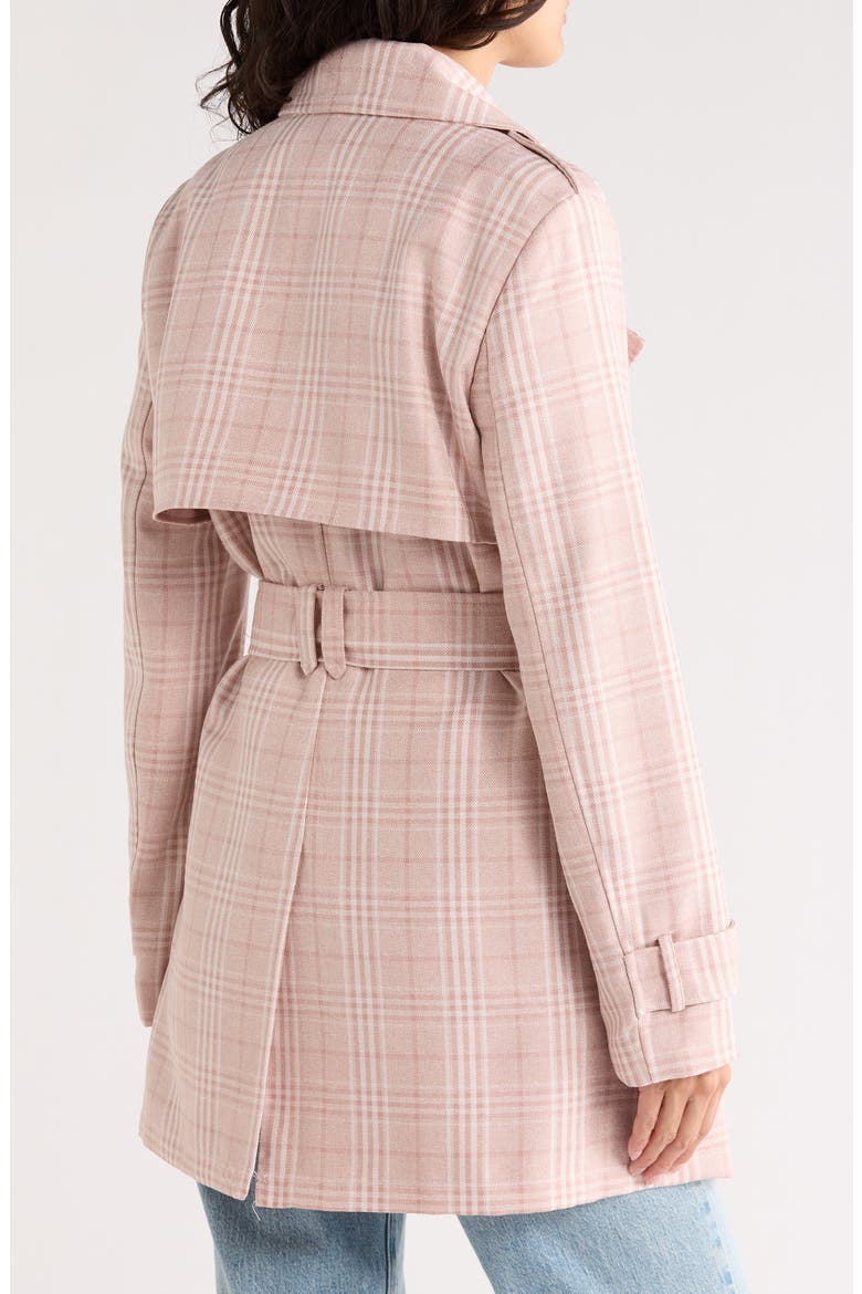Plaid Double Breasted Trench Coat, Alternate, color, BLUSH PLAID