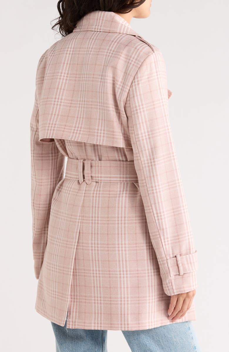 Avec Les Filles Plaid Double Breasted Trench Coat, Alternate, color, Blush Plaid