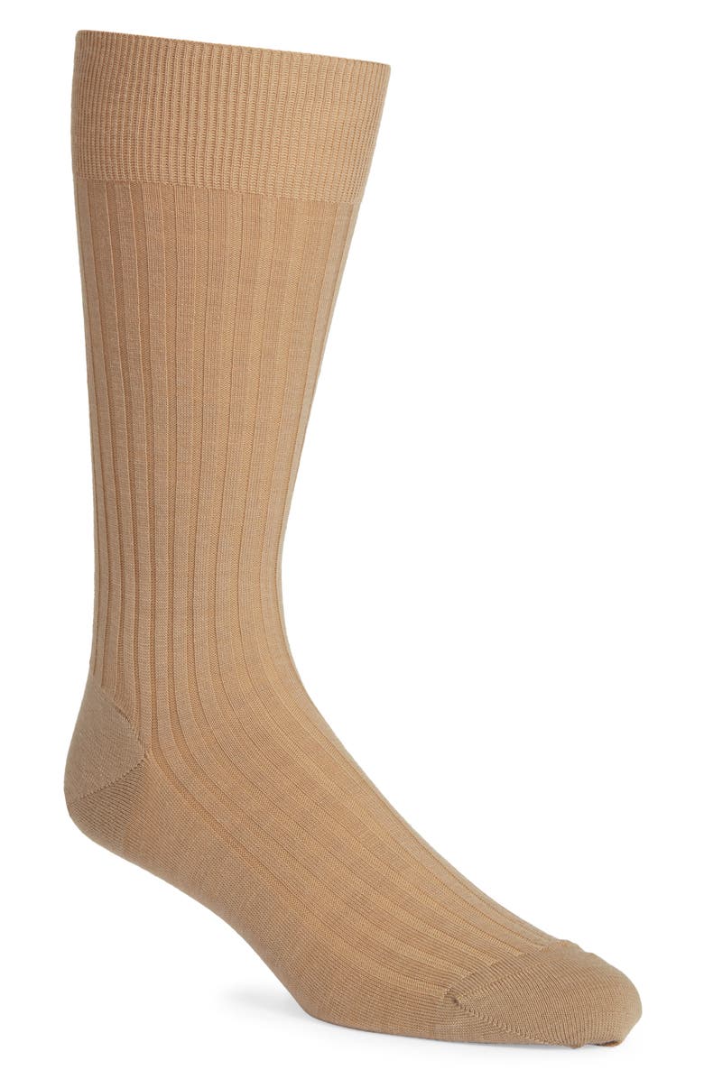Pantherella Stretch Merino Wool Dress Socks, Main, color, Lt Khaki