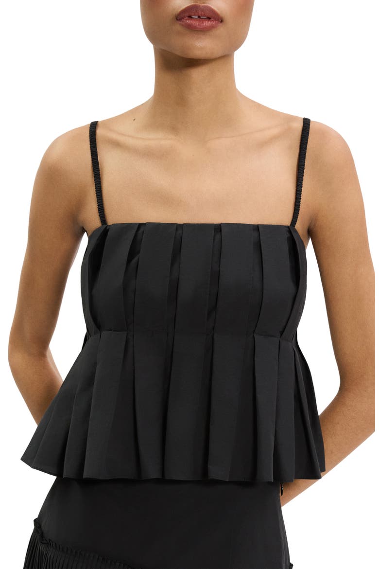 Box Pleat Babydoll Camisole, Alternate, color, BLACK