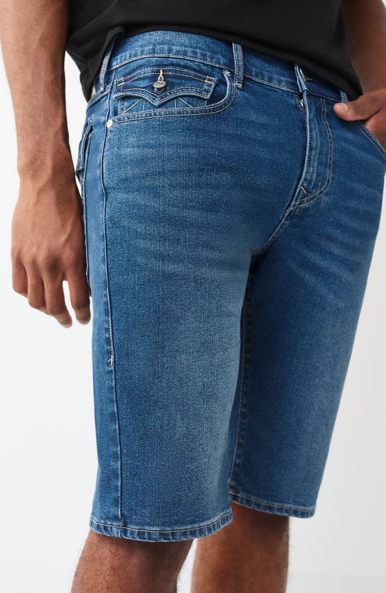 True Religion Ricky Straight Leg Denim Shorts, Alternate, color, Medium Blaze