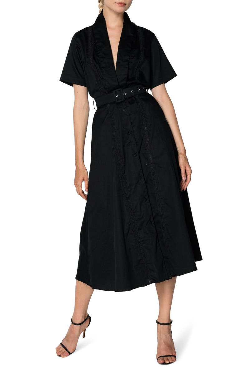 S/W/F Freedom Plunge Lace Trim Midi Dress, Main, color,