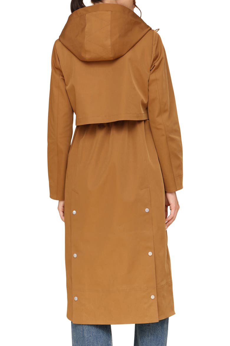 Water Resistant Twill Hooded Longline Coat, Alternate, color, COCO