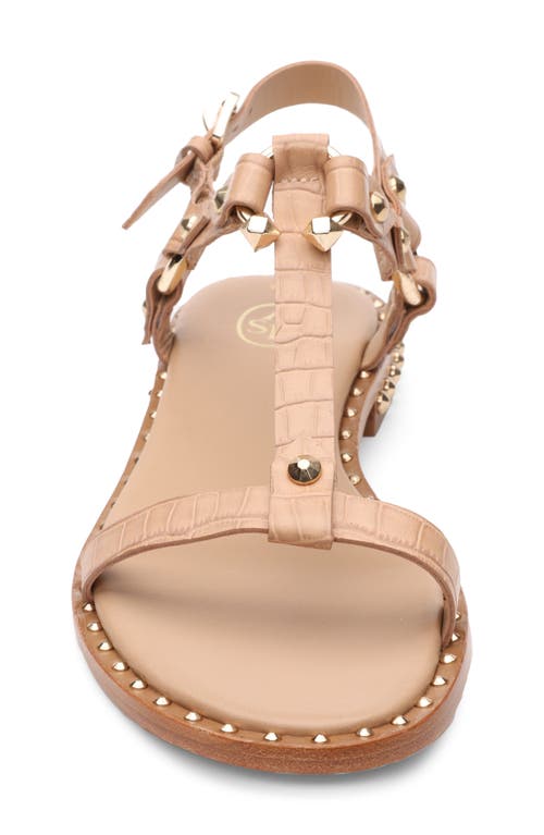 Ash Crocodile Print Sandal With Studs In Sand