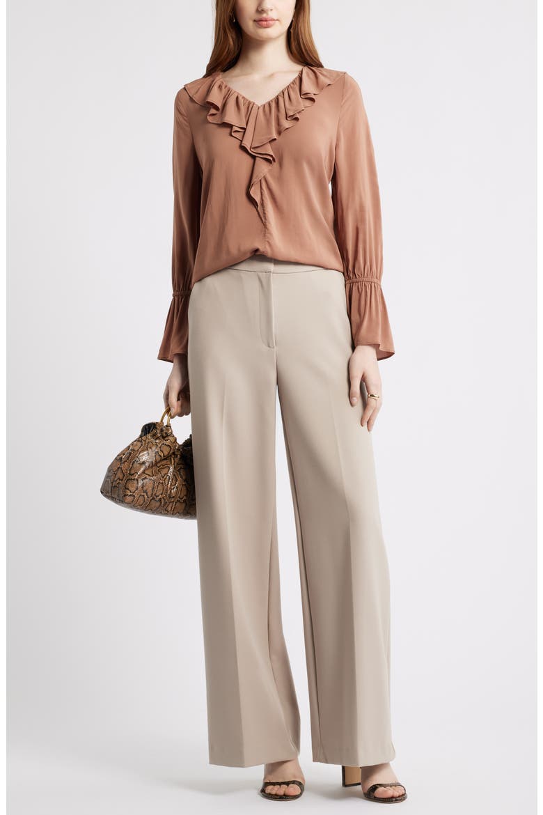 Ruffle Front Top, Alternate, color, BROWN NUT