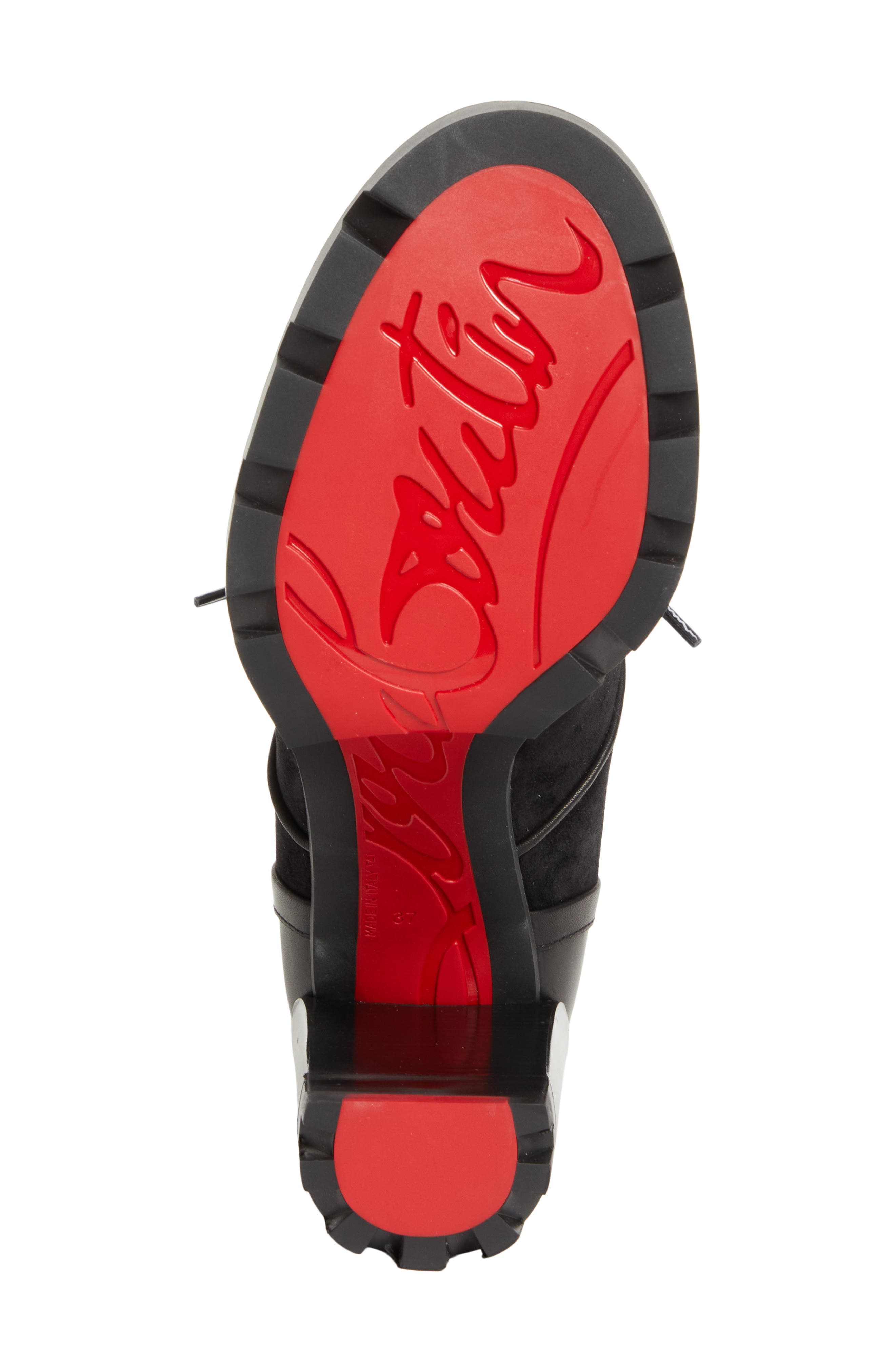 Christian Louboutin Macademia Combat Boot, Alternate, color, Black/ Black Lucido