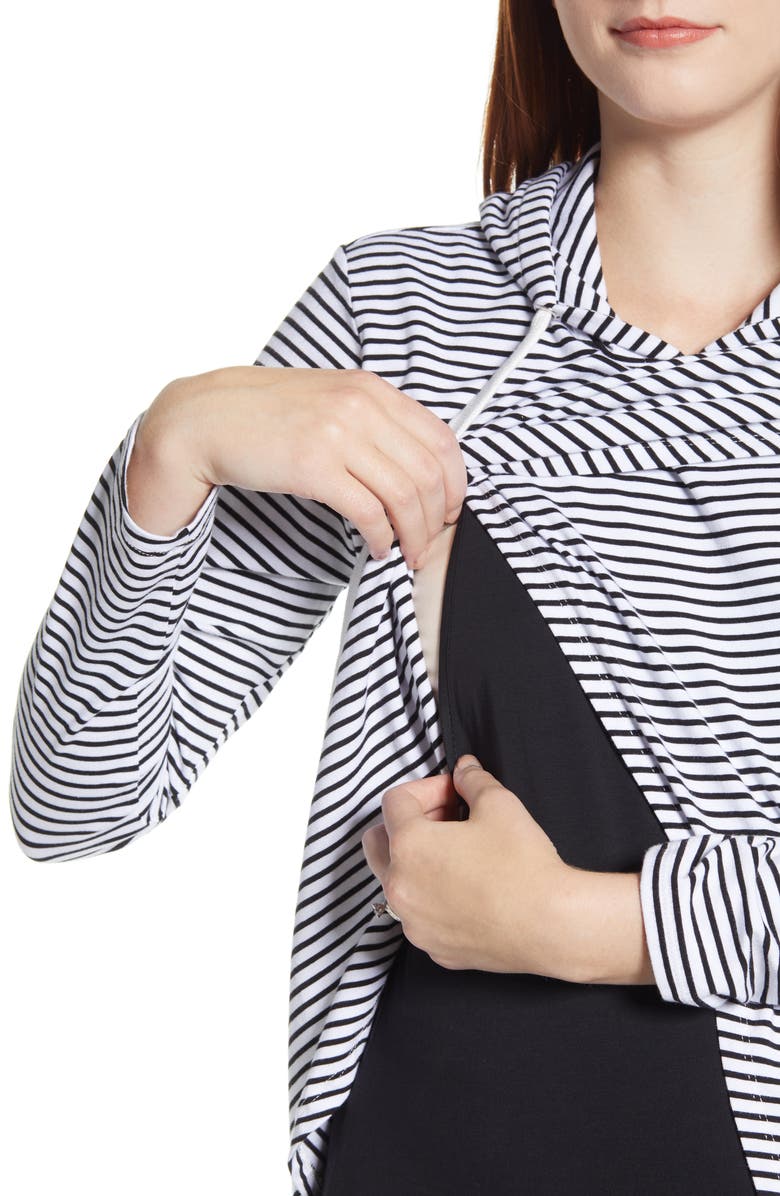 Angel Maternity Petal Hem Stripe Maternity/Nursing Top, Alternate, color, 