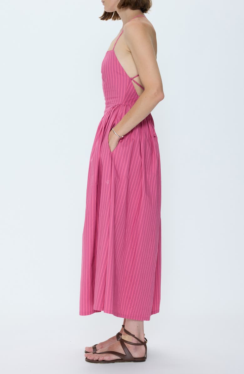 Pistola Sadee Stripe Crossback Midi Dress, Alternate, color, Magenta Stripe