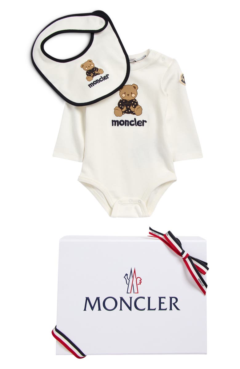 Moncler Cotton Bodysuit 
Bib Set, Main, color, White