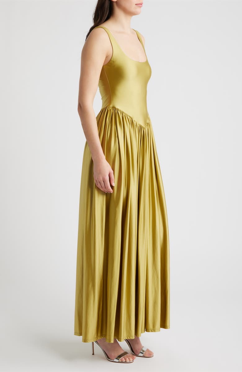 Delfi Collective Oriana Stretch Satin Gown, Alternate, color, Olive
