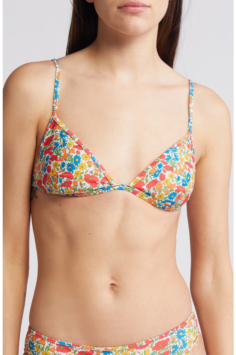 x Liberty London Yes Floral Print Bikini Top (Nordstrom Exclusive), Main, color, RED MULTI