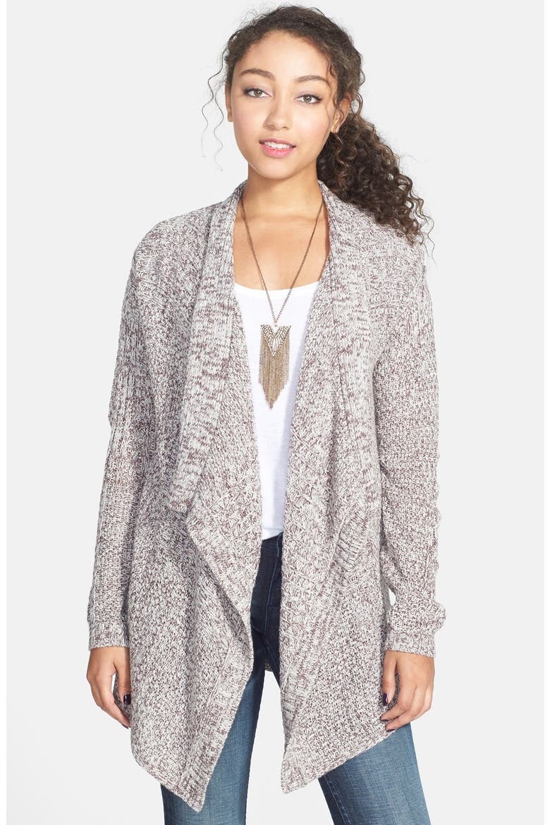 Patchwork Blanket Cardigan, Main, color, SAND SHELL PATCHWORK MARL
