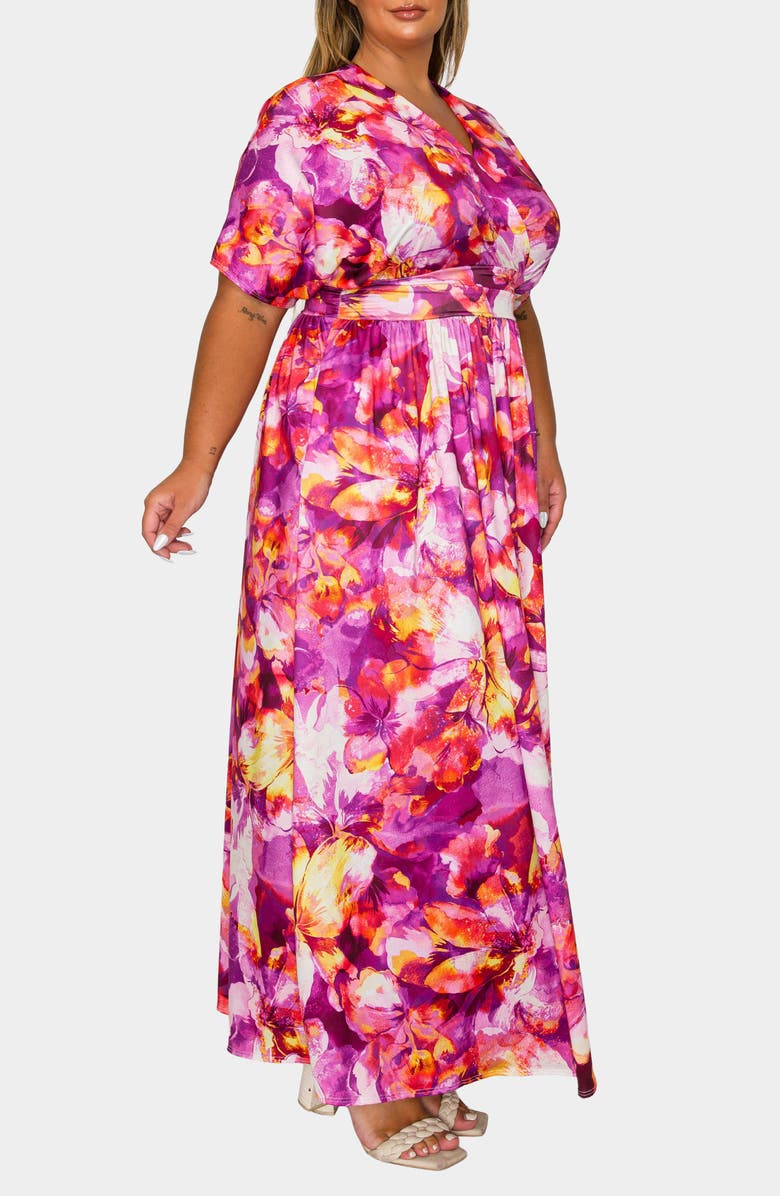 L I V D Minoa Floral Print Maxi Dress, Alternate, color, Fuchsia
