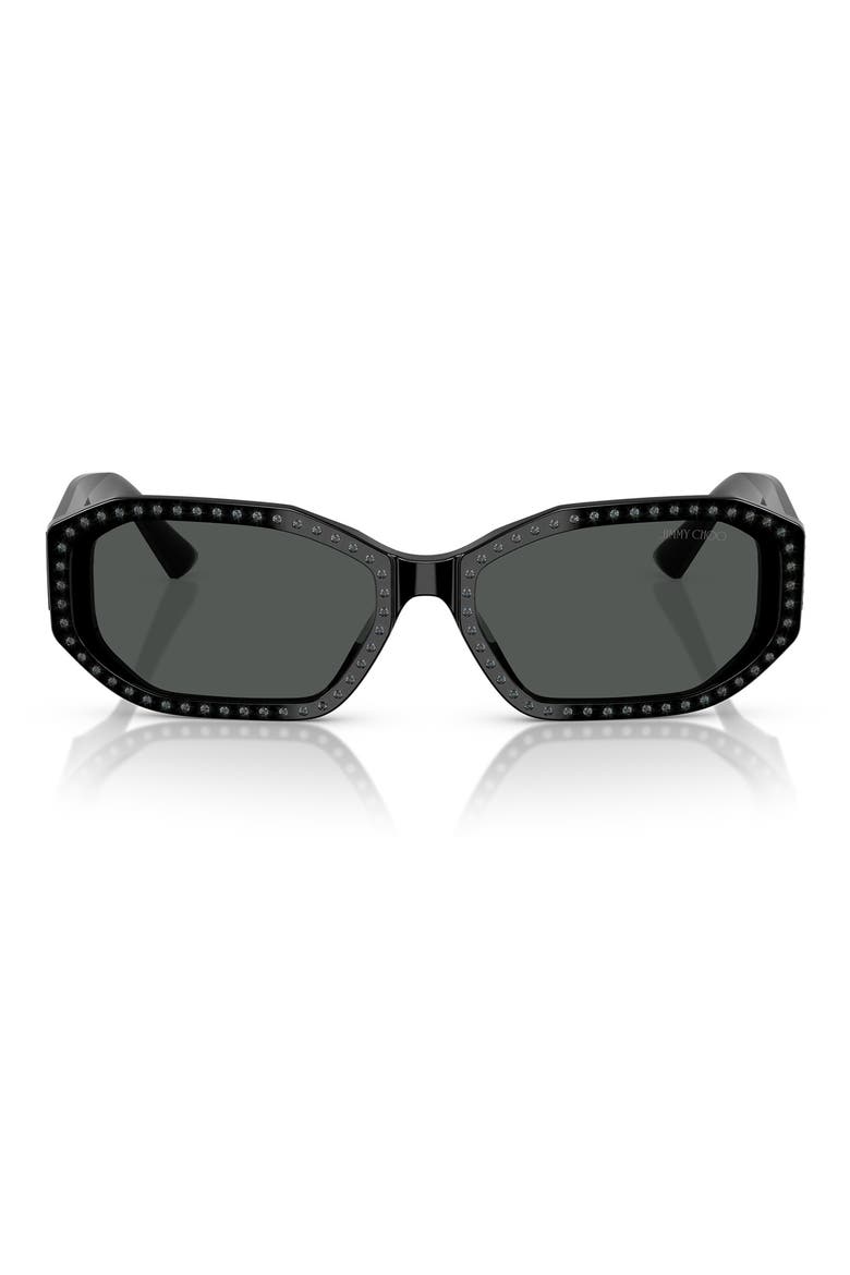 56mm Oval Sunglasses, Main, color, BLACK SILVER