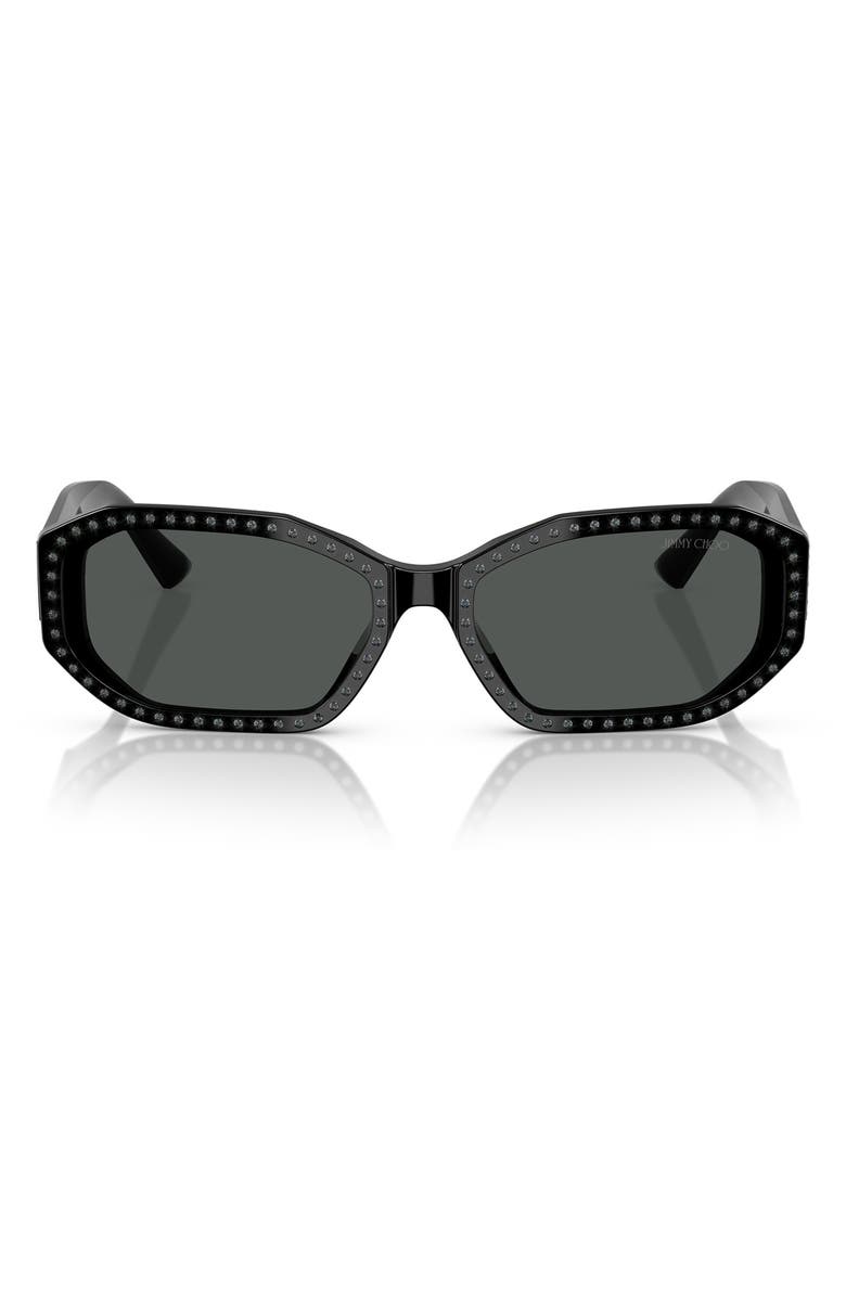 Jimmy Choo 56mm Oval Sunglasses, Main, color, Black Silver