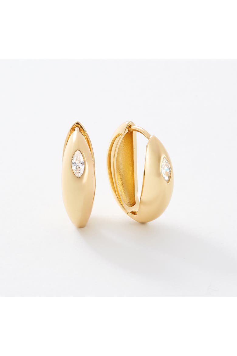 Gardenia Reversible Gold Hoop Earrings, Alternate, color, Gold