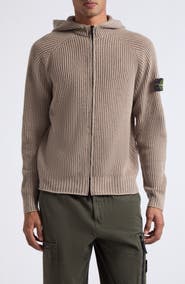 Stone Island Wool & Cashmere Hooded Zip Cardigan