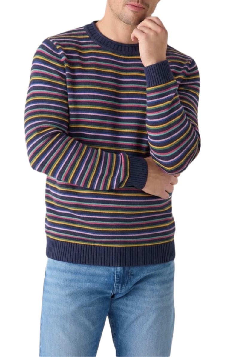 Robert Talbott Hilton Multi Stripe Rollneck Sweater, Main, color, Navy Multi