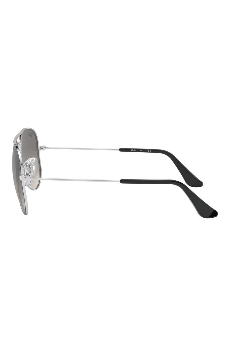 Junior 50mm Aviator Sunglasses, Alternate, color, SILVER/ BLACK/ GREY GRADIENT