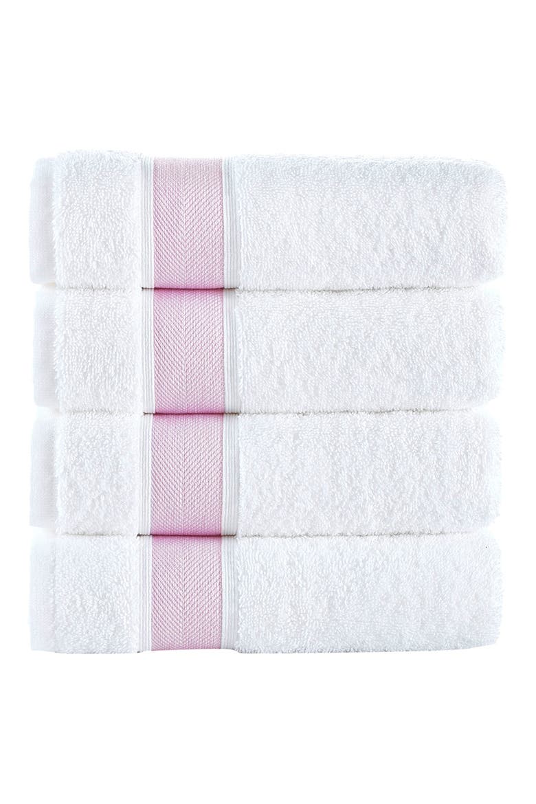 Ottoman Rolls 4-Pack Turkish Cotton Bath Towels, Main, color, PINK