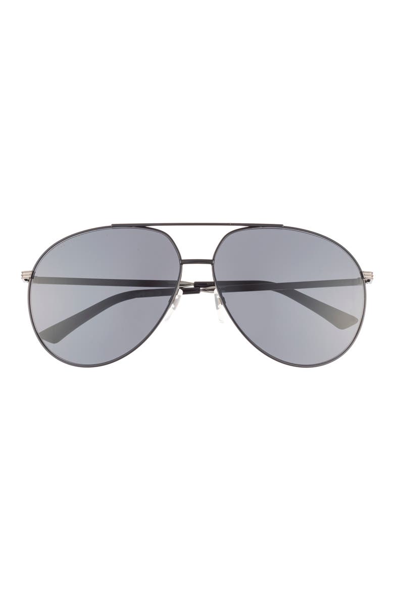 Novelty 64mm Aviator Sunglasses, Main, color, BLACK RUTHENIUM GREY