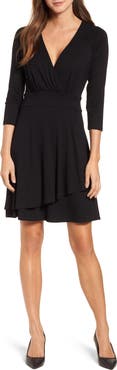 Karen Kane Faux Wrap Drape Dress