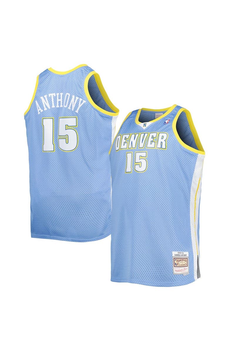 Mitchell & Ness Men's Mitchell & Ness Carmelo Anthony Powder Blue Denver Nuggets Big & Tall Hardwood Classics 2003-04 Swingman Jersey, Main, color, 