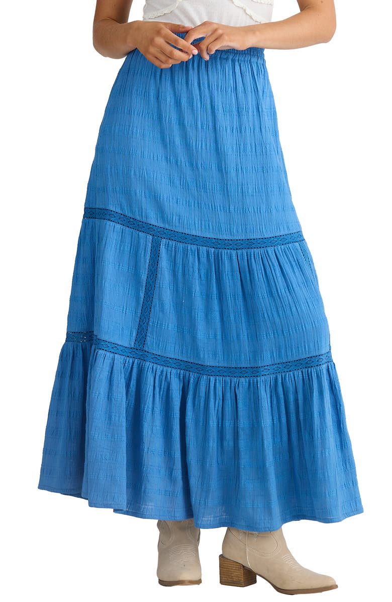 Talisman the Label Aurora Tiered Maxi Skirt, Main, color, Blue Haze