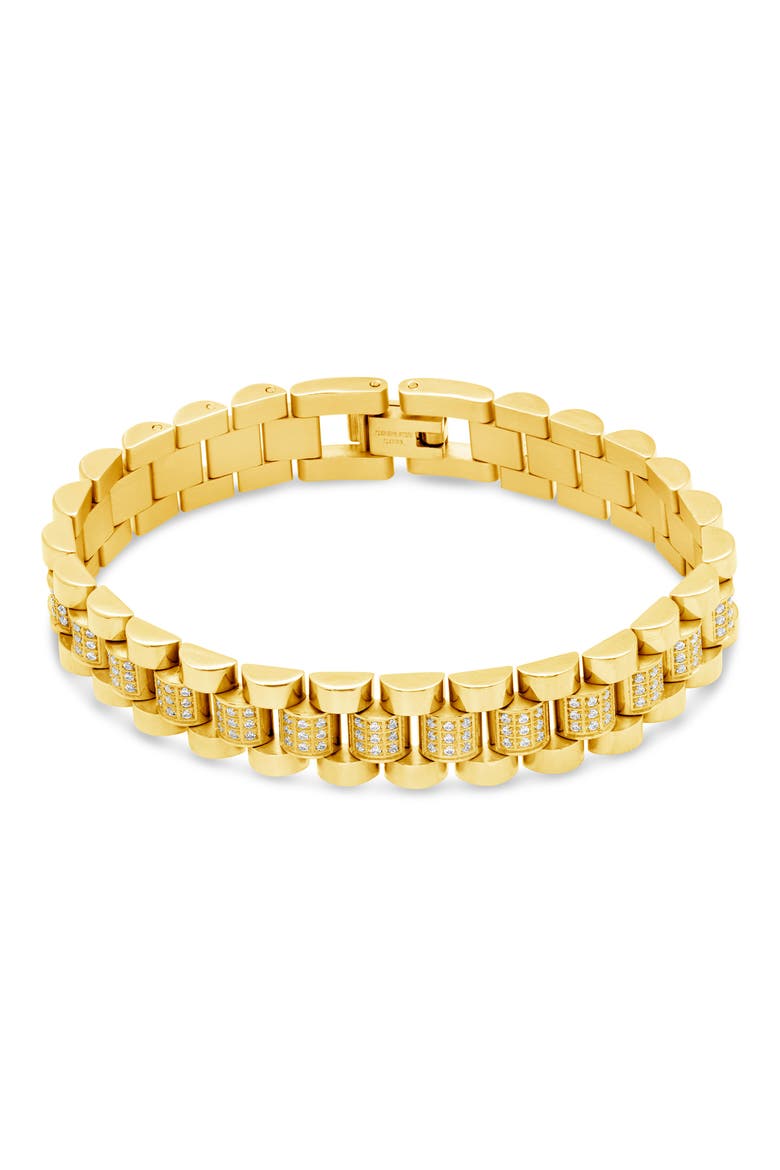 CZ Accent Watch Chain Bracelet, Alternate, color, GOLD
