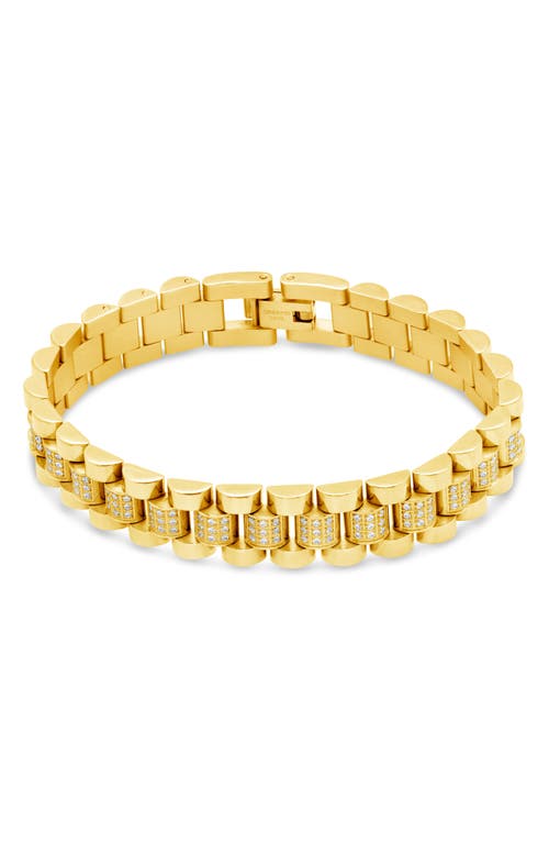 Sterling Forever Cz Accent Watch Chain Bracelet In Gold