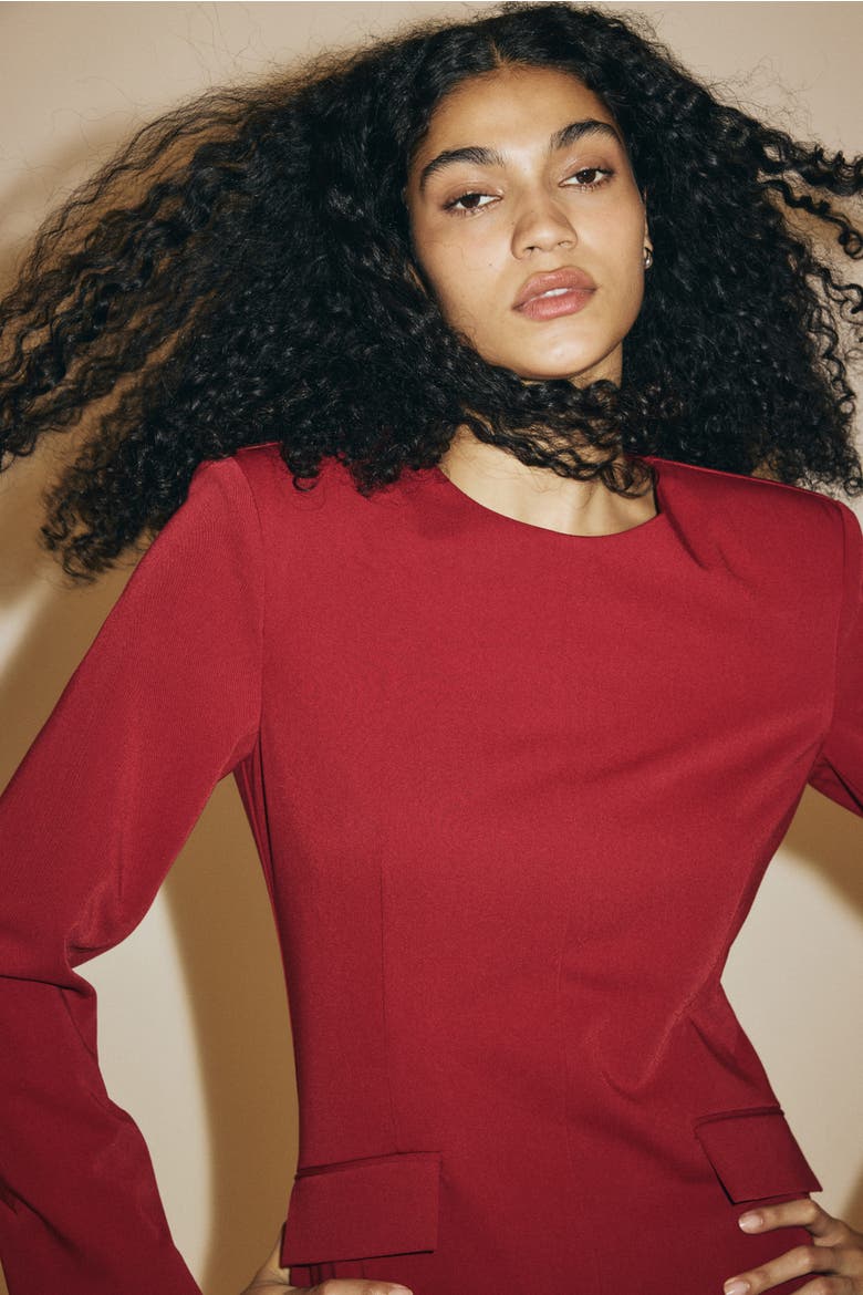Short Dress, Alternate, color, Dark red
