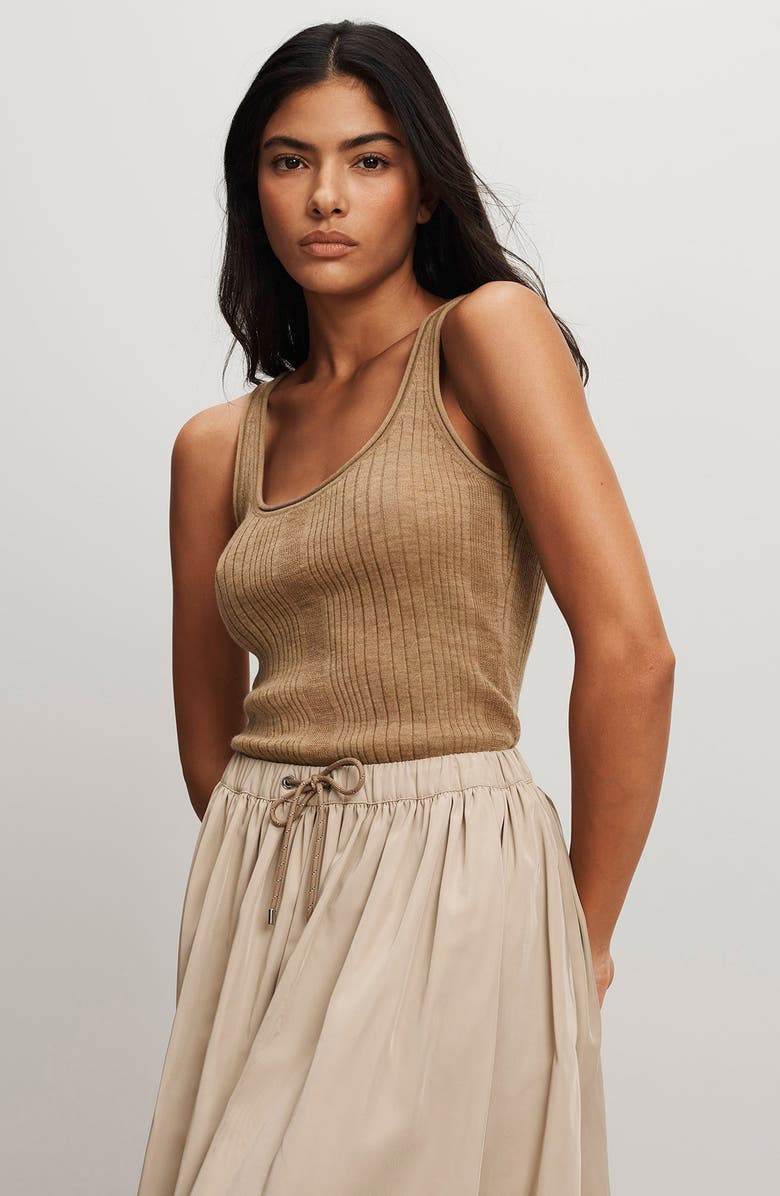 Veronica Beard Burke Merino Wool Rib Sweater Tank, Alternate, color, Dark Khaki