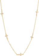 Argento Vivo Sterling Silver Pavé Cubic Zirconia Mini Cross Station Necklace