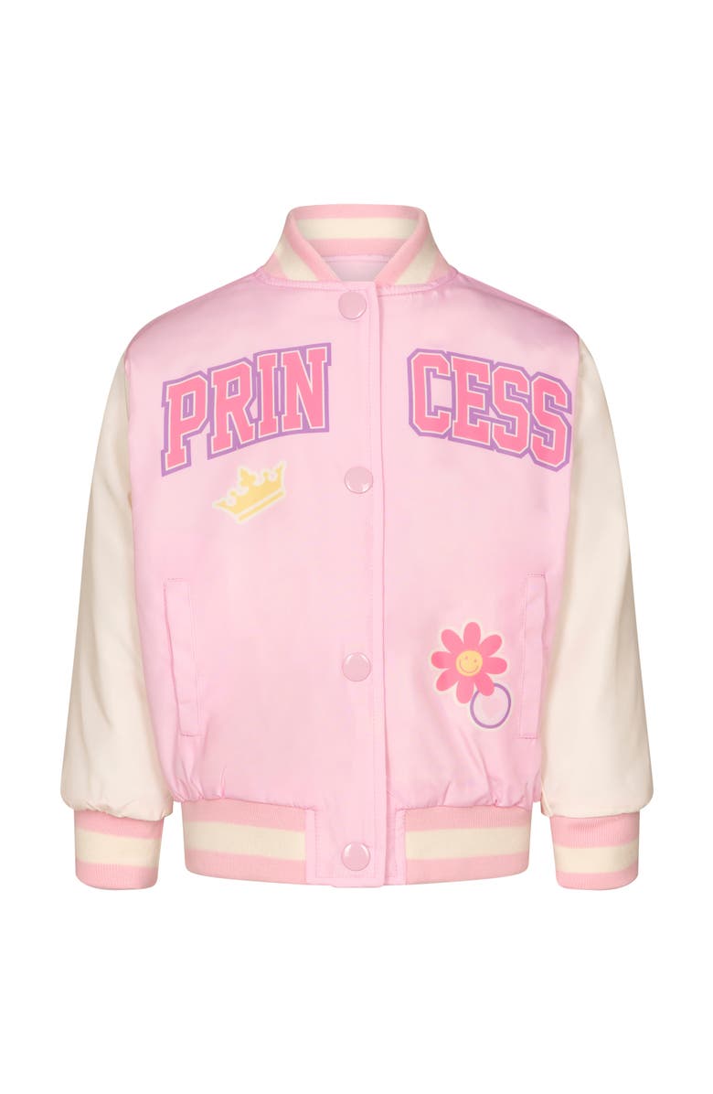 Disney Princess Varsity Bomber Jacket, Main, color, Pastel Pink Princess