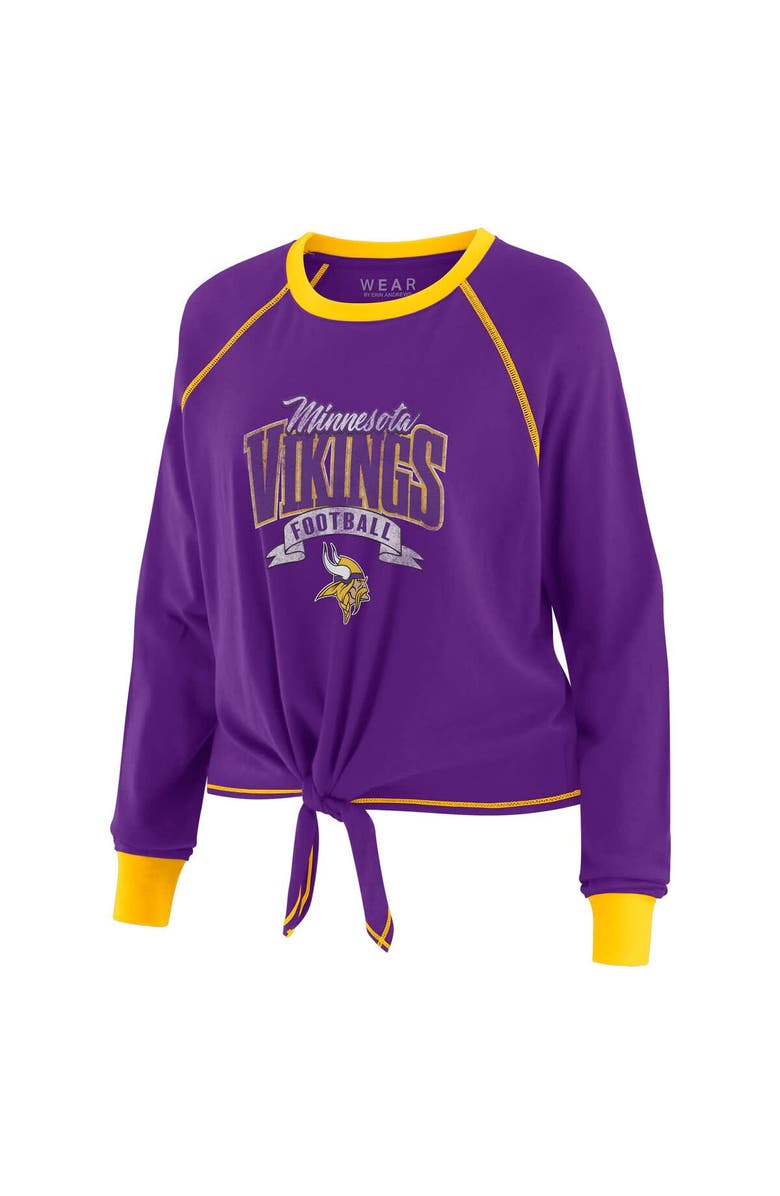 WEAR by Erin Andrews Women's WEAR by Erin Andrews Purple/Gold Minnesota Vikings Tie-Front Long Sleeve Top, Alternate, color, Purple