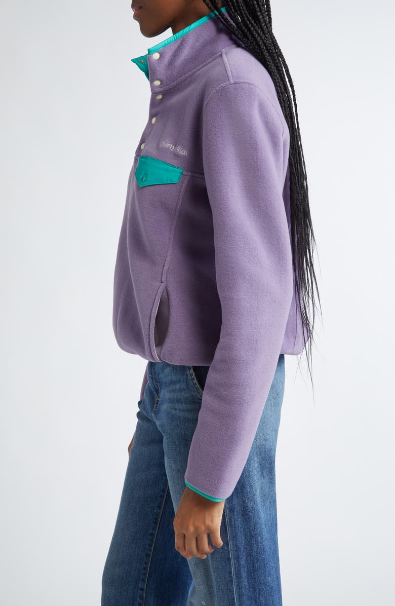 Sporty & Rich Serif Logo Polar Fleece Sweatshirt, Alternate, color, Dusty Grape