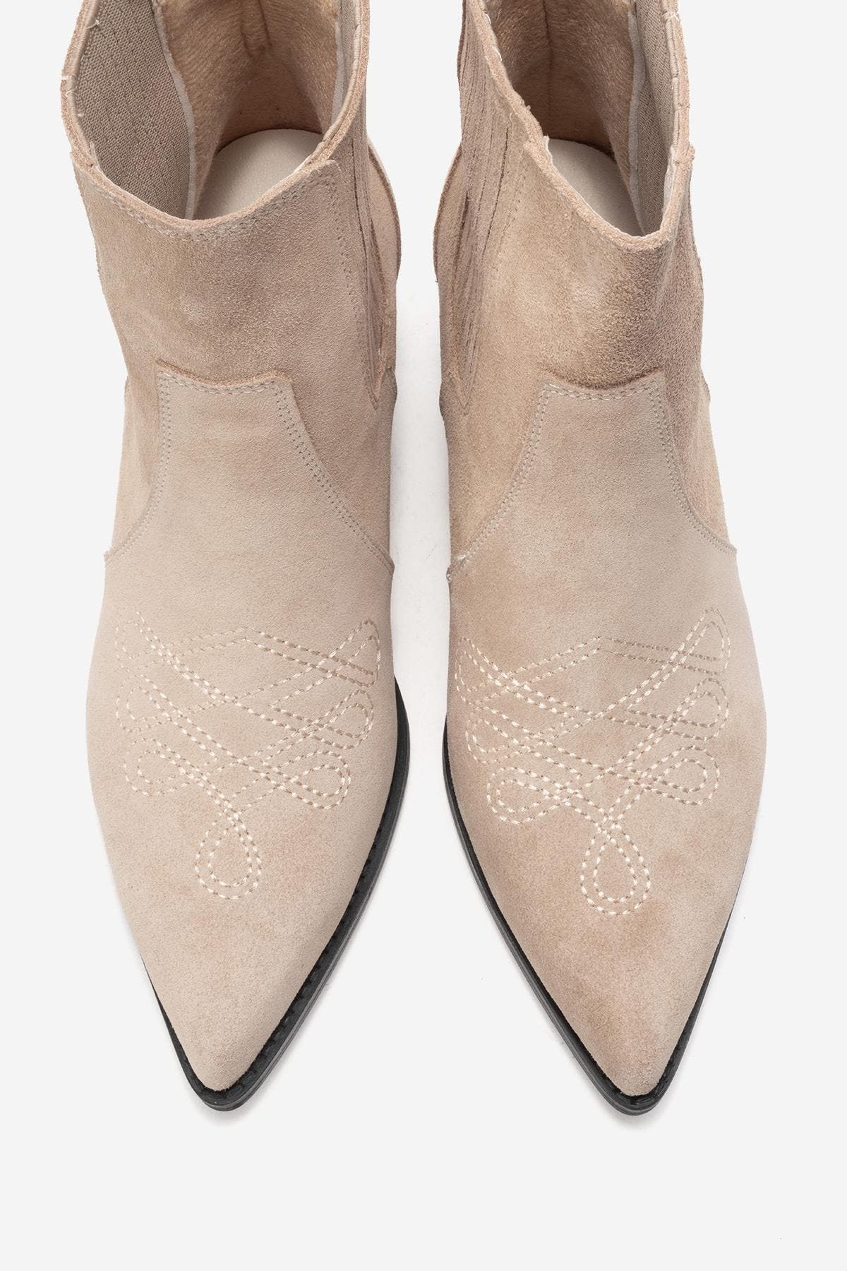 Julieta Leather Block Heel Western Boot, Alternate, color, Beige Suede