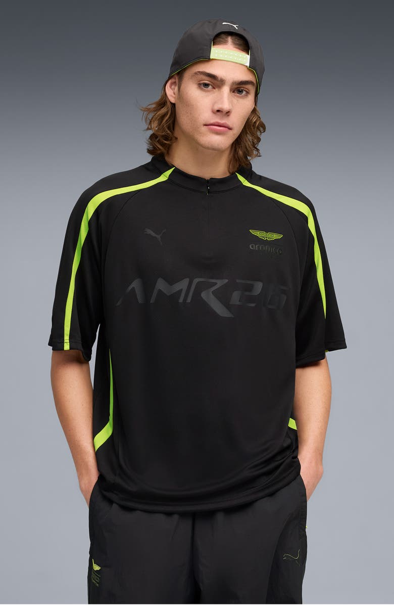 PUMA x AMF1 Lifestyle Short Sleeve Quarter Zip Jersey, Alternate, color, Puma Black