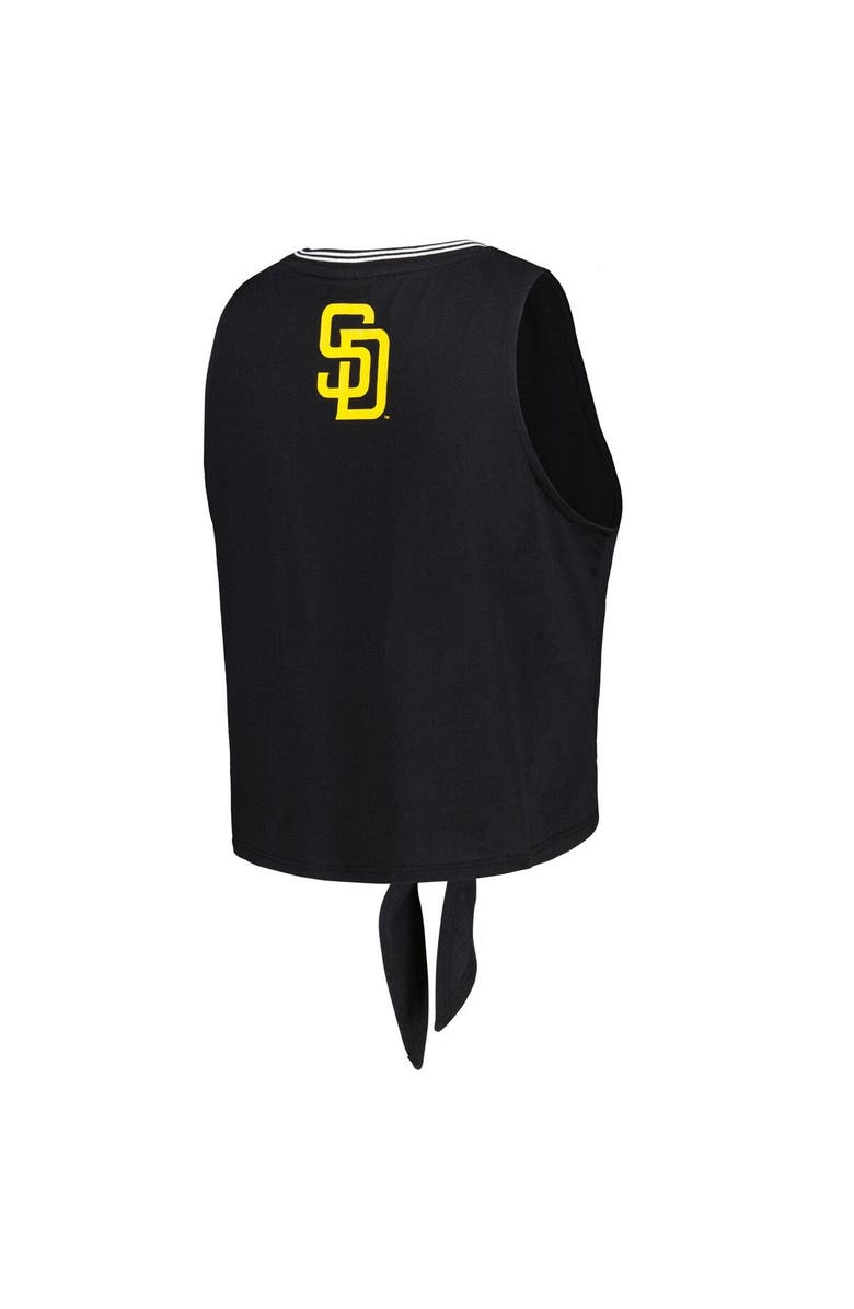 THE WILD COLLECTIVE Women's The Wild Collective Black San Diego Padres Twisted Tie Front Tank Top, Alternate, color, Black