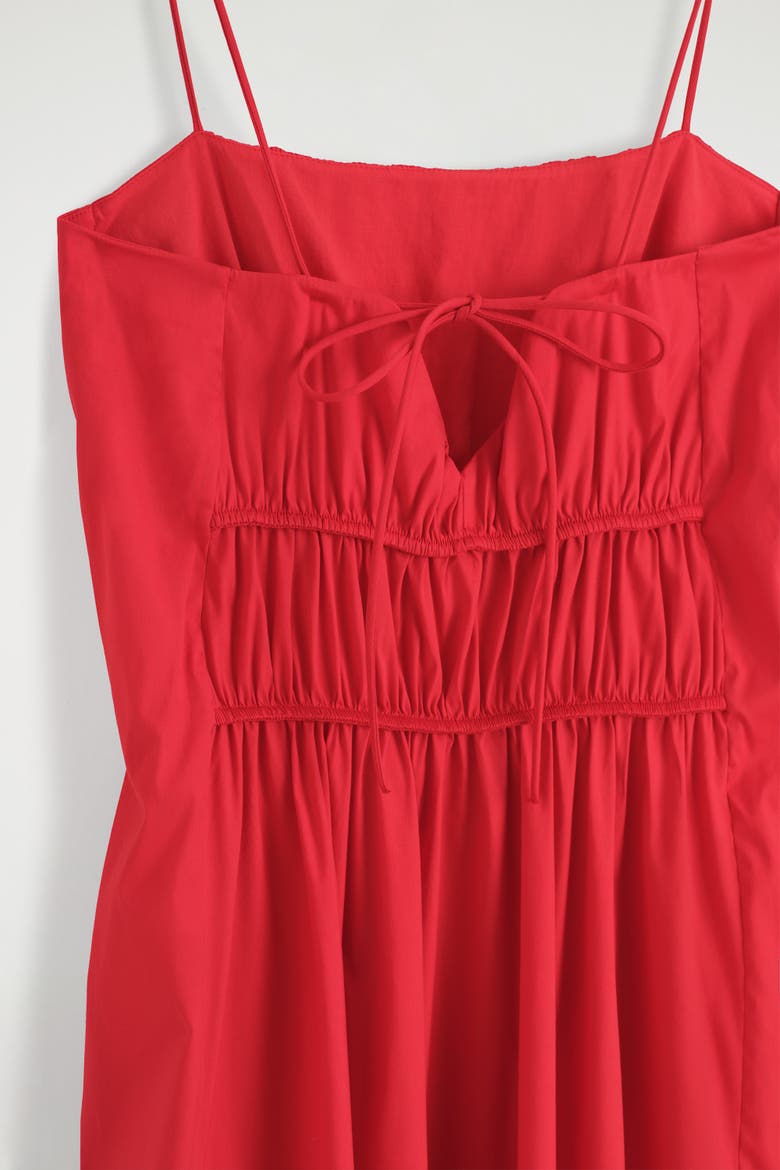 Gathered Cotton Midi Dress, Alternate, color, RED