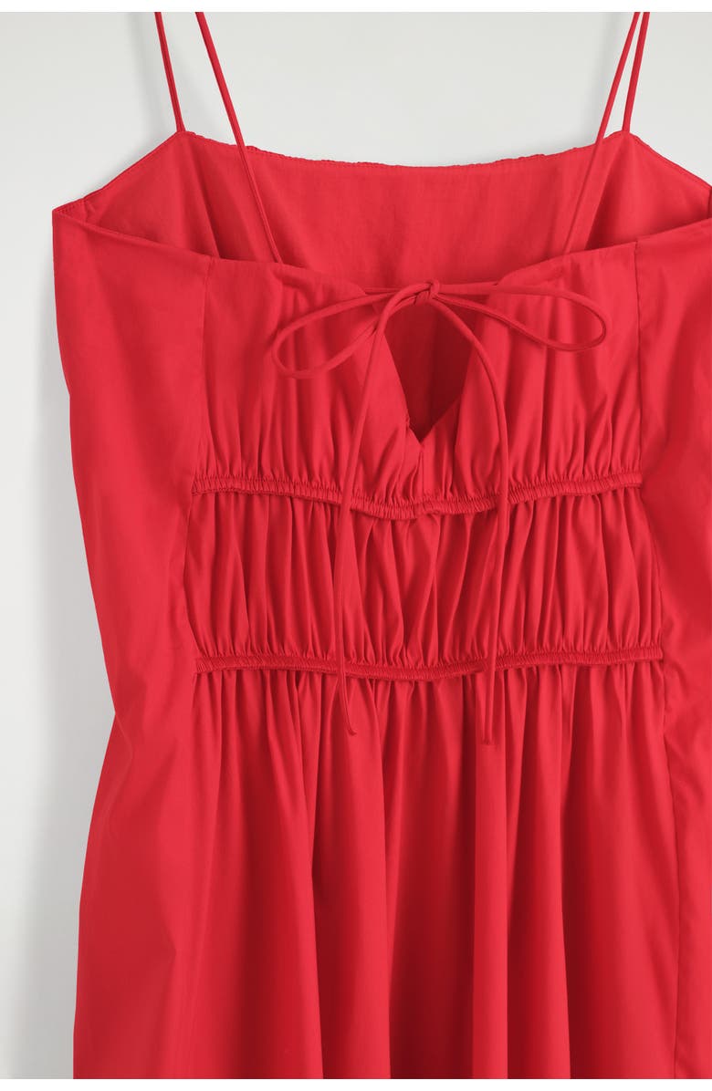 COS Gathered Cotton Midi Dress, Alternate, color, Red