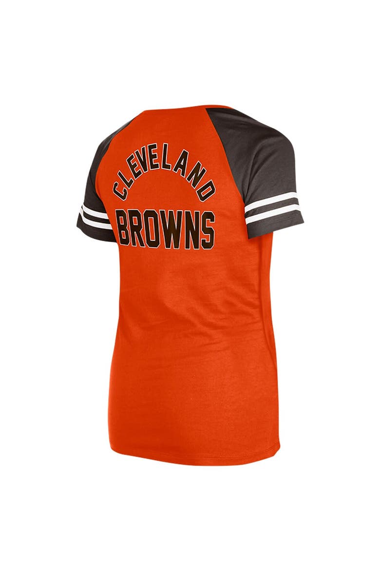 Women's New Era Orange Cleveland Browns Throwback Lace-Up Raglan T-Shirt, Alternate, color, Orange