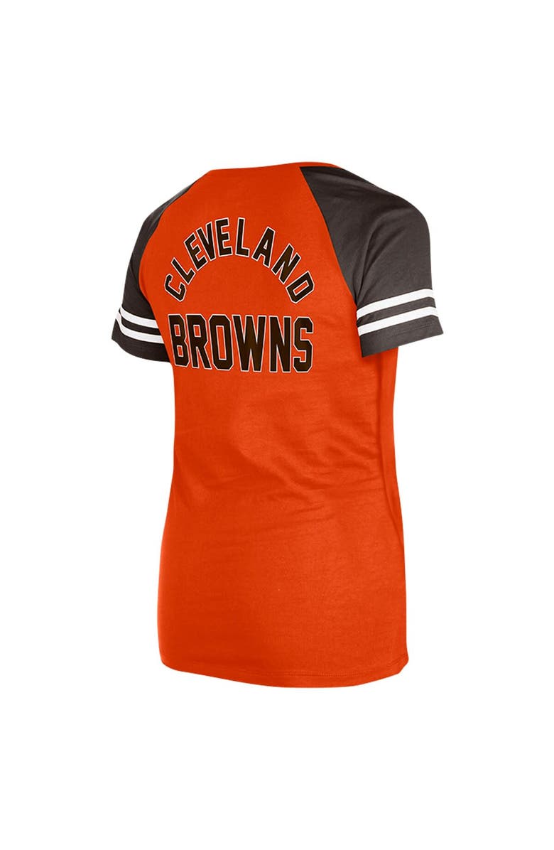 New Era Women's New Era Orange Cleveland Browns Throwback Lace-Up Raglan T-Shirt, Alternate, color, Orange