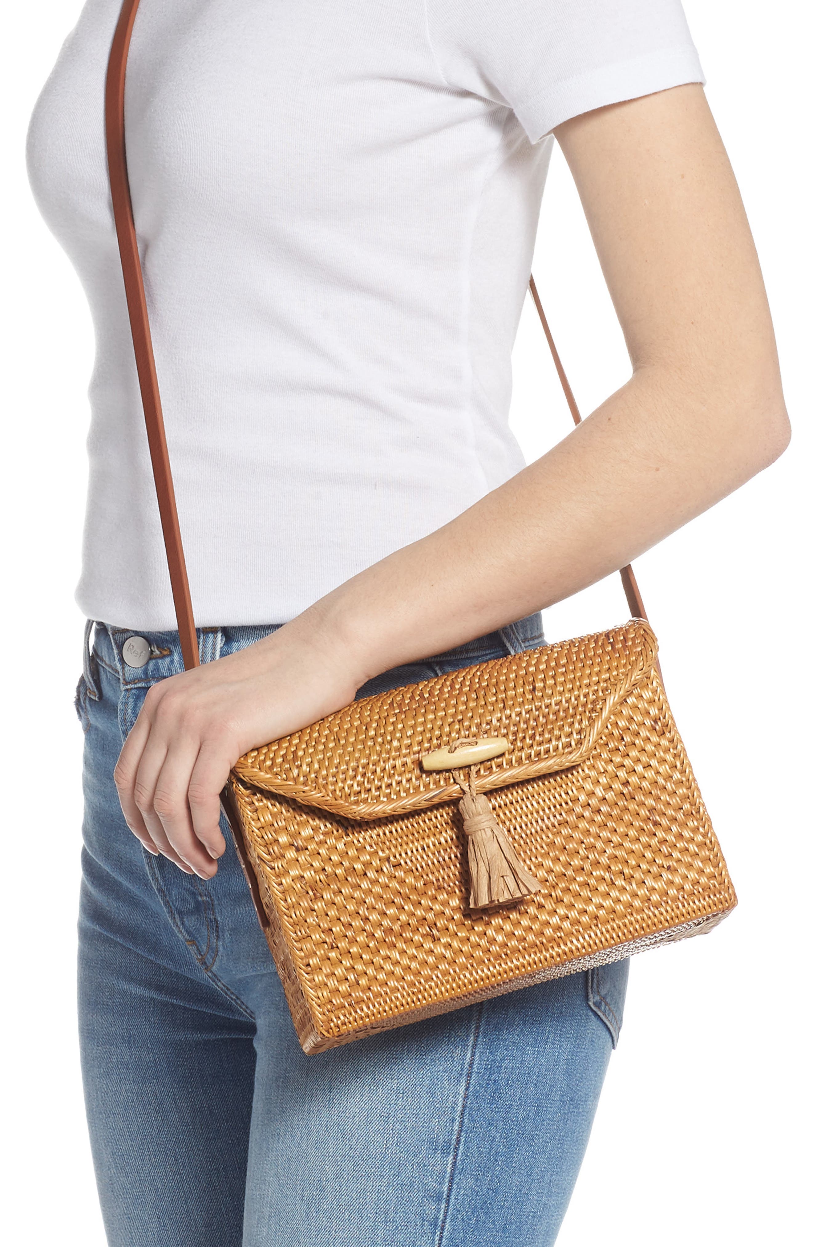 Nordstrom Celeste Straw Crossbody Bag, Alternate, color, 