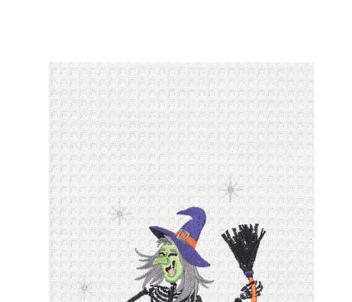 C & F Home C&f Home Dancing Skeleton Witch Halloween Embroidered 100% Cotton Waffle Weave Kitchen Dishtowel In Multi