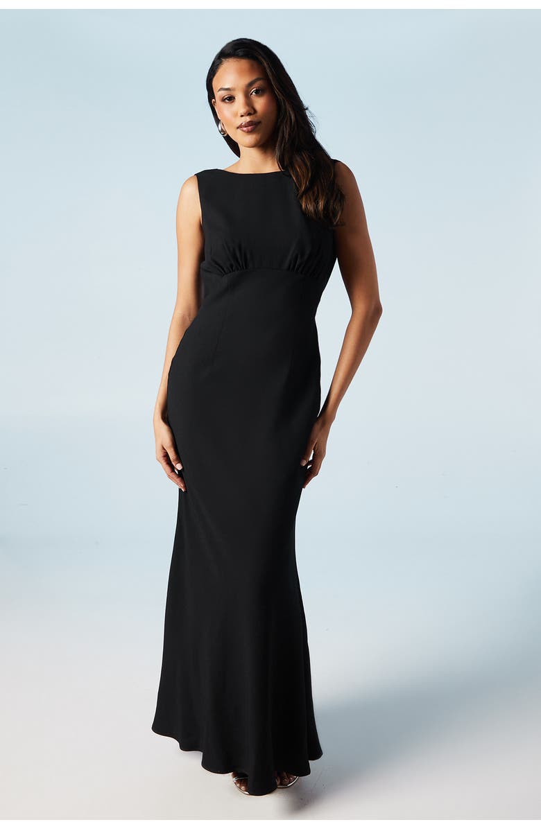 Coast Cowl Back Maxi Bridesmaid Dress, Main, color, Black