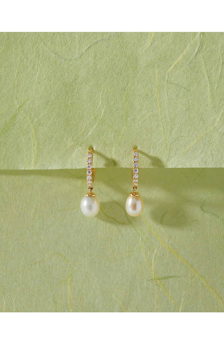 Edge of Ember Pearl Pave Diamond Huggie Earrings, Alternate, color, Diamond