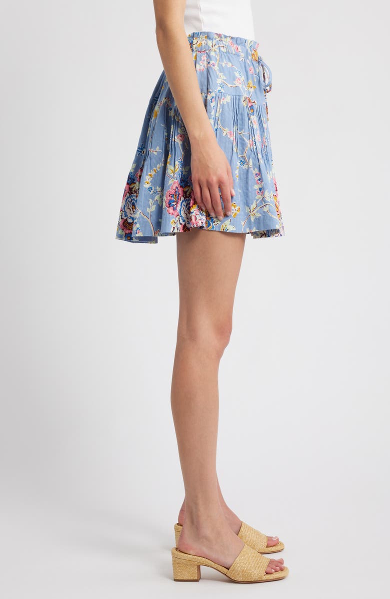 LOVE THE LABEL Melle Floral Pleated Drawstring Waist Miniskirt, Alternate, color, 