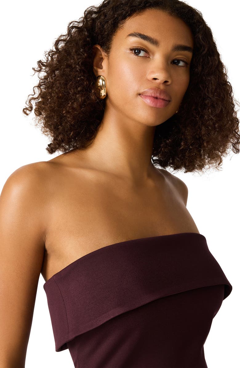 Steve Madden Roslynn Strapless Midi Dress, Alternate, color, Chocolate