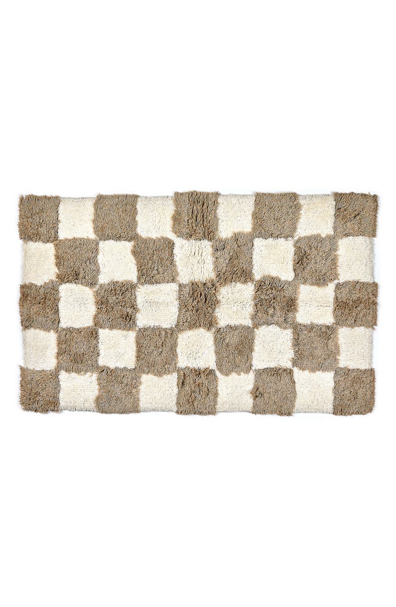 MACKENZIE CHILDS Checkerboard Taupe Bath Rug, Main, color, Beige